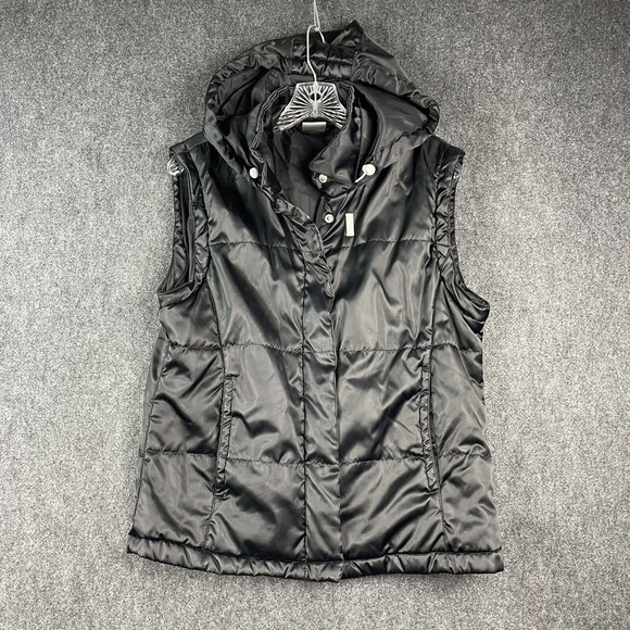 Vintage Nike Satin Hooded Full Zip Jacket Womens Size Medium Vest READ EUC - Picture 1 of 9